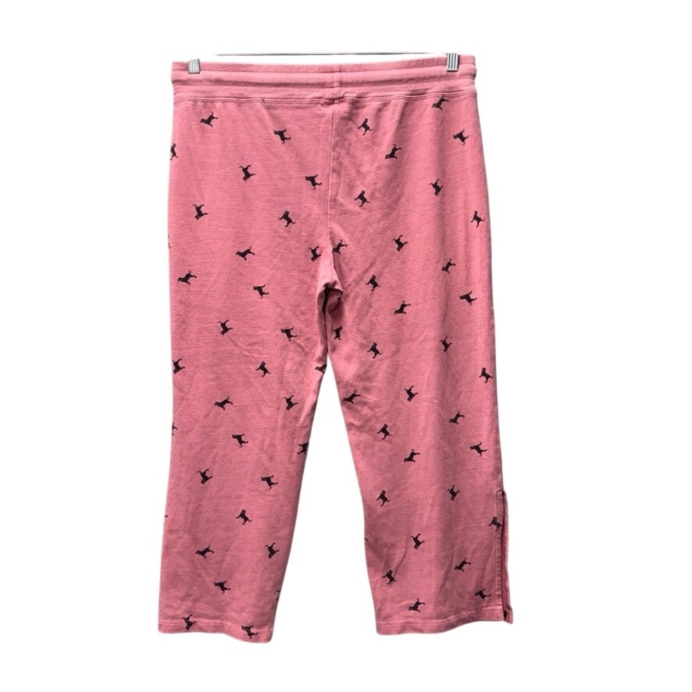 The Black Dog Brand Pink All Over Logo Print Crop Lounge Pants Large